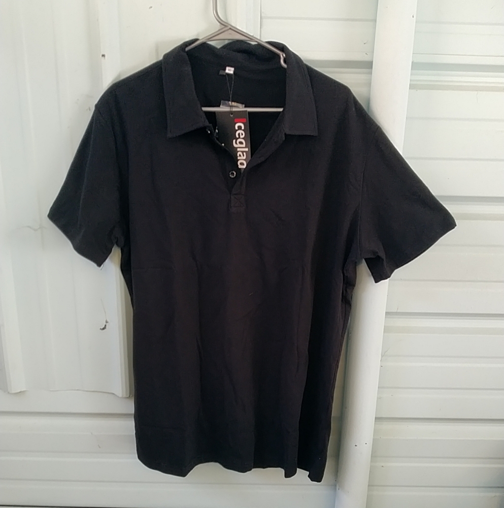Iceglad Short Sleeve Button Front Shirt Mens Size XL Black